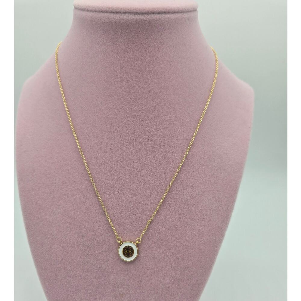 Tory Burch Kira 18K-Gold-Plated & Enamel Logo Pendant Necklace - NWOT-MSRP=$98